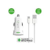 Lityus Araç Şarj Cihazı + Micro Usb Kablo (Beyaz)